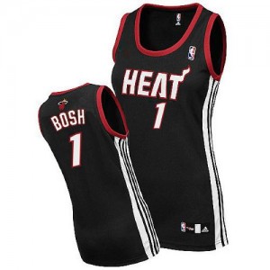 Miami Heat Chris Bosh #1 Road Authentic Maillot d'équipe de NBA - Noir pour Femme