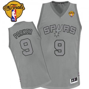San Antonio Spurs #9 Adidas Big Color Fashion Finals Patch Gris Authentic Maillot d'équipe de NBA Peu co?teux - Tony Parker pour Homme