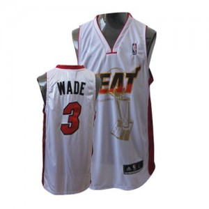 Maillot Adidas Blanc Championship Authentic Miami Heat - Dwyane Wade #3 - Homme