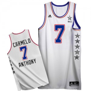 Maillot NBA New York Knicks #7 Carmelo Anthony Blanc Adidas Swingman 2015 All Star - Homme