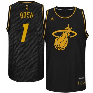 Miami Heat #1 Adidas Precious Metals Fashion Noir Authentic Maillot d'équipe de NBA Vente pas cher - Chris Bosh pour Homme