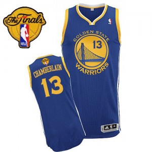 Maillot NBA Golden State Warriors #13 Wilt Chamberlain Bleu royal Adidas Authentic Road 2015 The Finals Patch - Homme