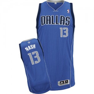 Maillot NBA Dallas Mavericks #13 Steve Nash Bleu royal Adidas Authentic Road - Homme