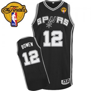 Maillot Authentic San Antonio Spurs NBA Road Finals Patch Noir - #12 Bruce Bowen - Homme