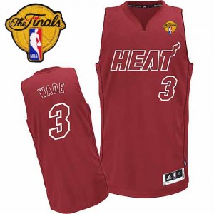 Maillot NBA Rouge Dwyane Wade #3 Miami Heat Big Color Fashion Finals Patch Authentic Homme Adidas