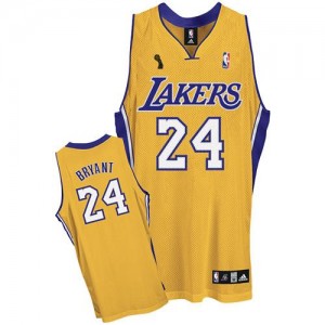 Maillot NBA Authentic Kobe Bryant #24 Los Angeles Lakers Home Champions Patch Or - Homme
