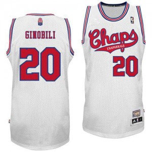 Maillot NBA Blanc Manu Ginobili #20 San Antonio Spurs ABA Hardwood Classic Authentic Homme Adidas