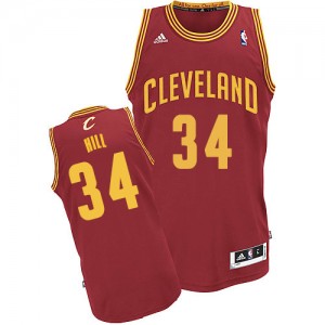 Maillot NBA Vin Rouge Tyrone Hill #34 Cleveland Cavaliers Road Swingman Homme Adidas