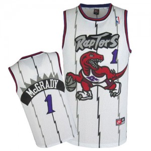 Maillot NBA Blanc Tracy Mcgrady #1 Toronto Raptors Throwback Authentic Homme Nike