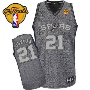Maillot NBA San Antonio Spurs #21 Tim Duncan Gris Adidas Swingman Static Fashion Finals Patch - Homme