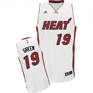 Maillot NBA Blanc Gerald Green #19 Miami Heat Home Swingman Enfants Adidas