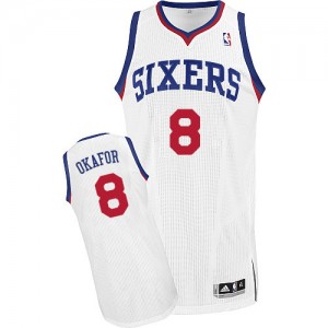 Maillot NBA Philadelphia 76ers #8 Jahlil Okafor Blanc Adidas Authentic Home - Homme