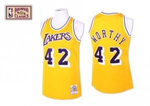 Maillot NBA Or James Worthy #42 Los Angeles Lakers Throwback Swingman Homme Mitchell and Ness