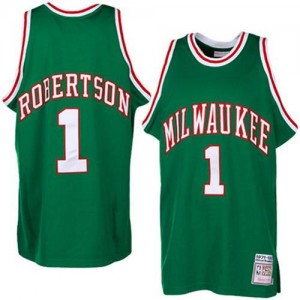 Maillot Authentic Milwaukee Bucks NBA Throwback Vert - #1 Oscar Robertson - Homme