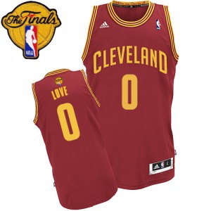 Maillot NBA Vin Rouge Kevin Love #0 Cleveland Cavaliers Road 2015 The Finals Patch Swingman Enfants Adidas
