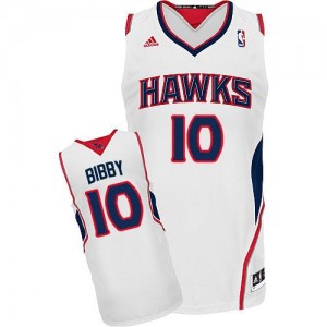 Maillot NBA Blanc Mike Bibby #10 Atlanta Hawks Home Swingman Homme Adidas