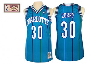 Maillot NBA Bleu clair Dell Curry #30 Charlotte Hornets Throwback Authentic Homme Mitchell and Ness