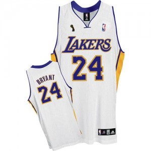 Maillot NBA Authentic Kobe Bryant #24 Los Angeles Lakers Alternate Champions Patch Blanc - Homme