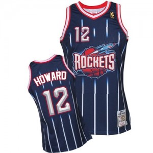 Houston Rockets Mitchell and Ness Dwight Howard #12 Hardwood Classic Fashion Authentic Maillot d'équipe de NBA - Bleu marin pour Homme