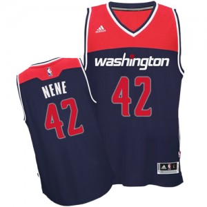 Maillot NBA Bleu marin Nene #42 Washington Wizards Alternate Swingman Homme Adidas