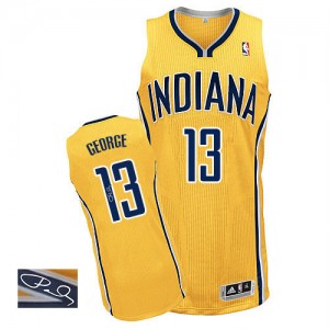 Maillot Adidas Or Alternate Autographed Authentic Indiana Pacers - Paul George #13 - Homme