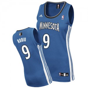 Maillot NBA Slate Blue Ricky Rubio #9 Minnesota Timberwolves Road Swingman Femme Adidas