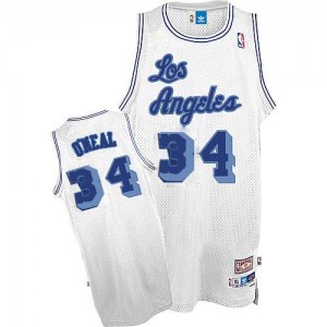 Maillot NBA Los Angeles Lakers #34 Shaquille O'Neal Blanc Nike Authentic Throwback - Homme