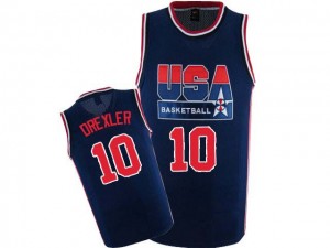Maillot Nike Bleu marin 2012 Olympic Retro Swingman Team USA - Clyde Drexler #10 - Homme