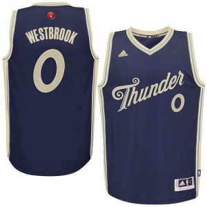 Maillot NBA Authentic Russell Westbrook #0 Oklahoma City Thunder 2015-16 Christmas Day Bleu marin - Homme