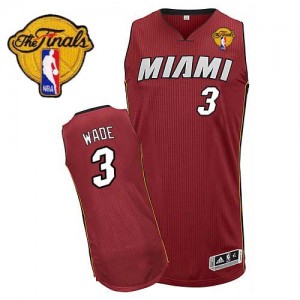 Maillot Adidas Rouge Alternate Finals Patch Authentic Miami Heat - Dwyane Wade #3 - Homme