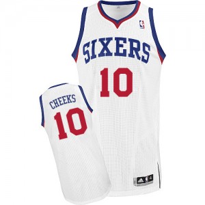Maillot NBA Philadelphia 76ers #10 Maurice Cheeks Blanc Adidas Authentic Home - Homme
