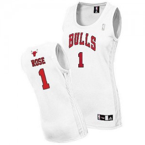 Chicago Bulls Derrick Rose #1 Home Authentic Maillot d'équipe de NBA - Blanc pour Femme