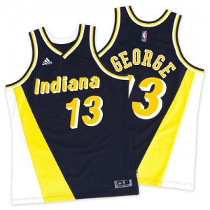 Indiana Pacers Paul George #13 Throwback Authentic Maillot d'équipe de NBA - Marine / Or pour Homme