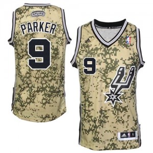 Maillot NBA Camo Tony Parker #9 San Antonio Spurs Authentic Homme Adidas