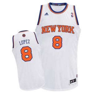 New York Knicks #8 Adidas Home Blanc Swingman Maillot d'équipe de NBA pas cher en ligne - Robin Lopez pour Enfants