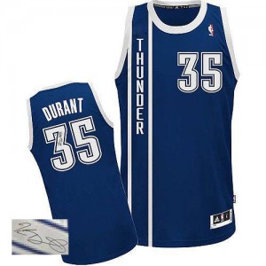 Maillot Adidas Bleu marin Alternate Autographed Authentic Oklahoma City Thunder - Kevin Durant #35 - Homme