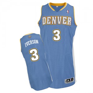 Maillot NBA Authentic Allen Iverson #3 Denver Nuggets Road Bleu clair - Homme