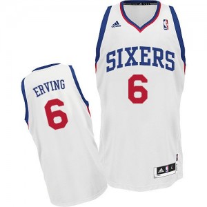 Philadelphia 76ers #6 Adidas Home Blanc Swingman Maillot d'équipe de NBA Remise - Julius Erving pour Homme