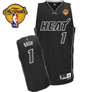 Maillot Adidas Noir Shadow Finals Patch Authentic Miami Heat - Chris Bosh #1 - Homme