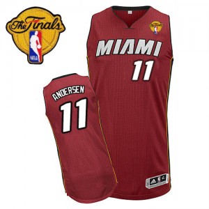Maillot NBA Authentic Chris Andersen #11 Miami Heat Alternate Finals Patch Rouge - Homme