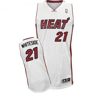 Maillot Adidas Blanc Home Authentic Miami Heat - Hassan Whiteside #21 - Homme