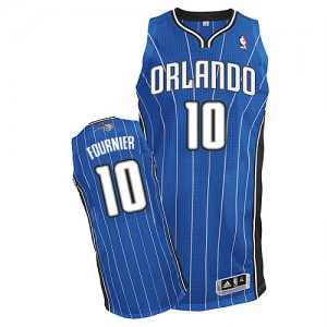Maillot NBA Orlando Magic #10 Evan Fournier Bleu royal Adidas Authentic Road - Homme