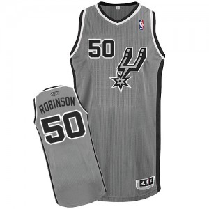 San Antonio Spurs David Robinson #50 Alternate Authentic Maillot d'équipe de NBA - Gris argenté pour Homme