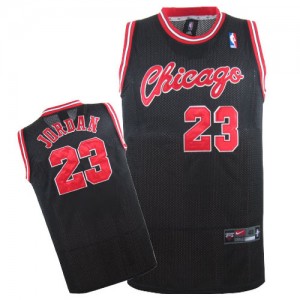 Chicago Bulls #23 Nike Crabbed Typeface Throwback Noir Authentic Maillot d'équipe de NBA à vendre - Michael Jordan pour Homme
