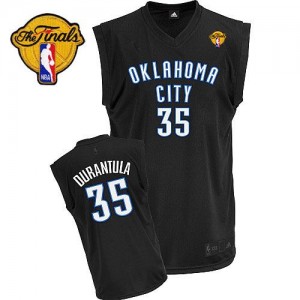Maillot NBA Oklahoma City Thunder #35 Kevin Durant Noir Adidas Authentic Durantula Fashion Finals Patch - Homme