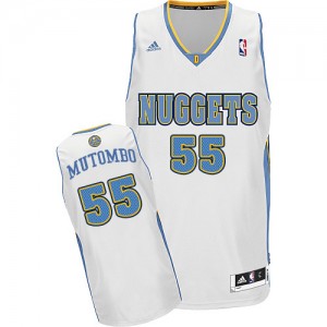 Maillot Adidas Blanc Home Swingman Denver Nuggets - Dikembe Mutombo #55 - Homme