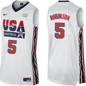 Maillots de basket Authentic Team USA NBA 2012 Olympic Retro Blanc - #5 David Robinson - Homme