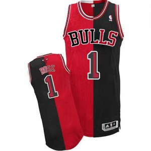Maillot NBA Authentic Derrick Rose #1 Chicago Bulls Split Fashion Noir Rouge - Homme
