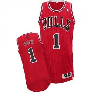 Chicago Bulls Derrick Rose #1 Road Authentic Maillot d'équipe de NBA - Rouge pour Homme