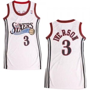 Maillot NBA Blanc Allen Iverson #3 Philadelphia 76ers Dress Authentic Femme Adidas